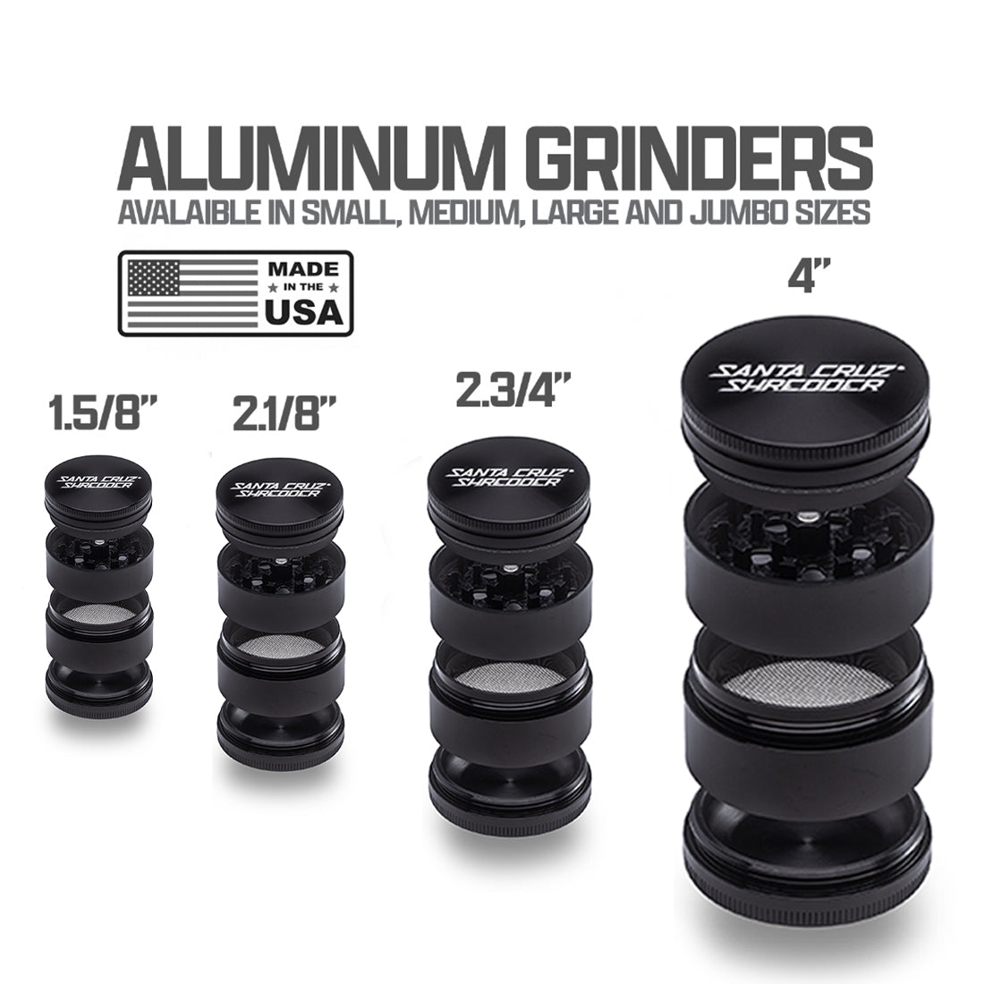 Aluminum 4 Piece Medium Grinders